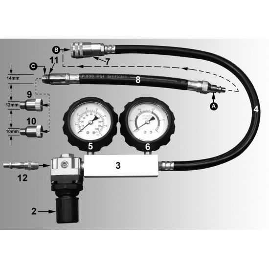 VT01060B Detektor úniku kompresie, zisťovanie netesností valca, Benzínový motor.