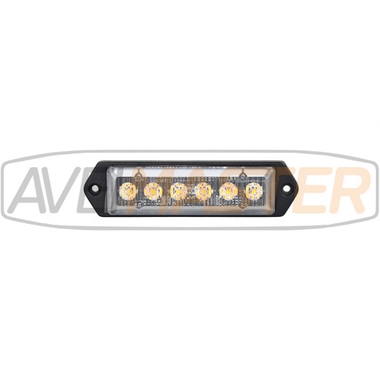 Hliník Amber LED stroboskop 6x3w 18 wattov 12-24 121x32x11 = E9 + R65