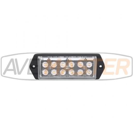 Hliník Amber LED stroboskop 12x3w 36W 12-24V 121x44x11 = E9 + R65