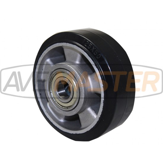 Black Elastické koleso ALU 125x50x20-60 Bearing 6204-250 lbs