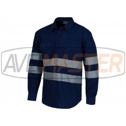 M.comprida tričko w / zips a gombíky B8007 námorníctvo - L