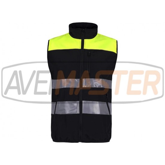 Vesta vetrovka tkaniny Ripstop Black / Yellow C2921 - 3XL