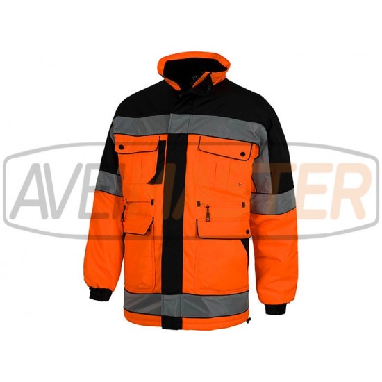 Čalúnený bunda s vysokou viditeľnosťou Orange / Black C3790 - XL