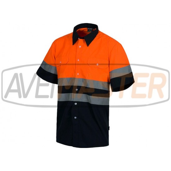 m.curta shirt Orange / Red w / reflexné pásky 52 C3811 Tam
