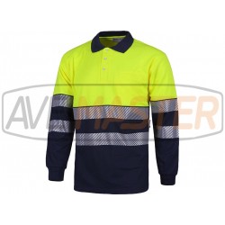 Polo m.comprida c / 2 reflexné pásky modrá / žltá C3891 -XXL Polo m.comprida c / 2 reflexné pásky modrá / žltá C3891 -XXL