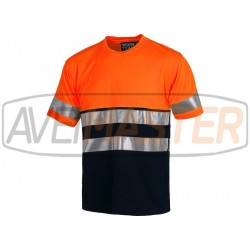T-Shirt m.curta Orange / modrá w / reflexnou páskou C3941 - XXL