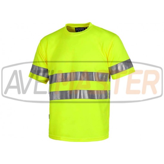 krátkym rukávom tričko žltá w / reflexné pásky C3945 - 3XL