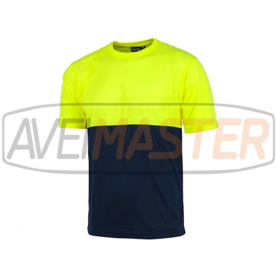 krátkym rukávom tričko hrebeň w viditeľnosti / Najvyššieho žltá / modrá XL-C6020