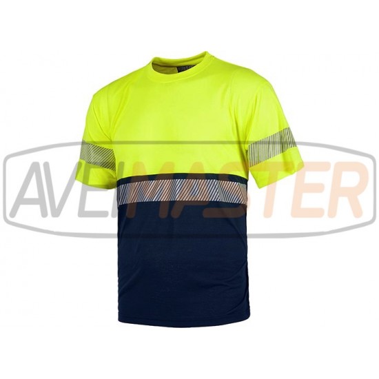krátkym rukávom tričko hrebeň w viditeľnosti / Najvyššieho žltá / modrá XL-C6030