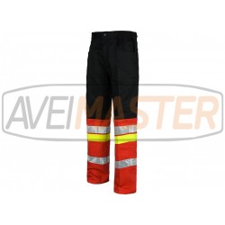 Nohavice pravé červené hrebeňové / Black w / 3 refl pásma C8103 - L