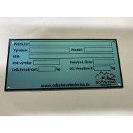 1205508 Výrobný štítok AL 120x55x0,8mm ODTAHOVATECHNIKA.SK
