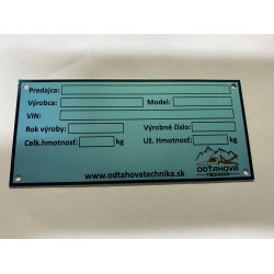 1205508 Výrobný štítok AL 120x55x0,8mm ODTAHOVATECHNIKA.SK